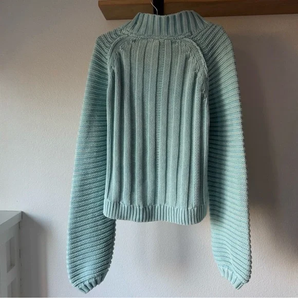 Free People Sweetheart Chunky Knit Mock Neck Oversized Sweater (L) - Picture 2 of 6